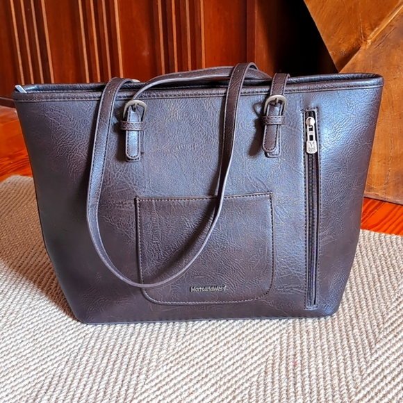 Montana West Leather Handbag Studded Details Chocolate Brown - Picture 2 of 9